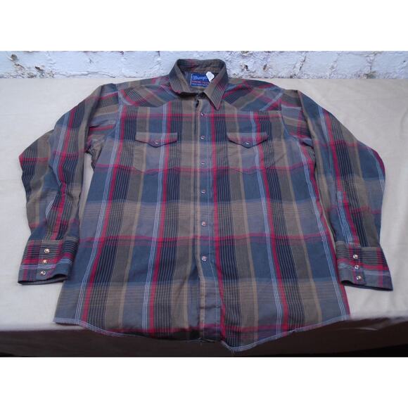 VTG Wrangler Shirt Mens XL Red Pearl Snap X-Long Tails Cowboy Western USA Made - Picture 1 of 9
